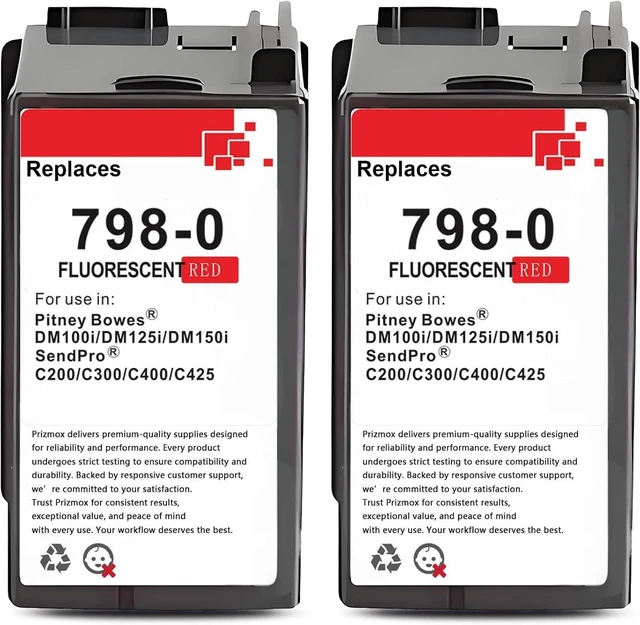 Main image of SL-798-0 Red Ink Cartridge Compatible for Pitney Bowes SL-798-0 Fluorescent Red Ink Cartridge for Postage Meters for Sendpro C200 C300 C400 C400(2-Pack Red Stamp Ink 17 ML)