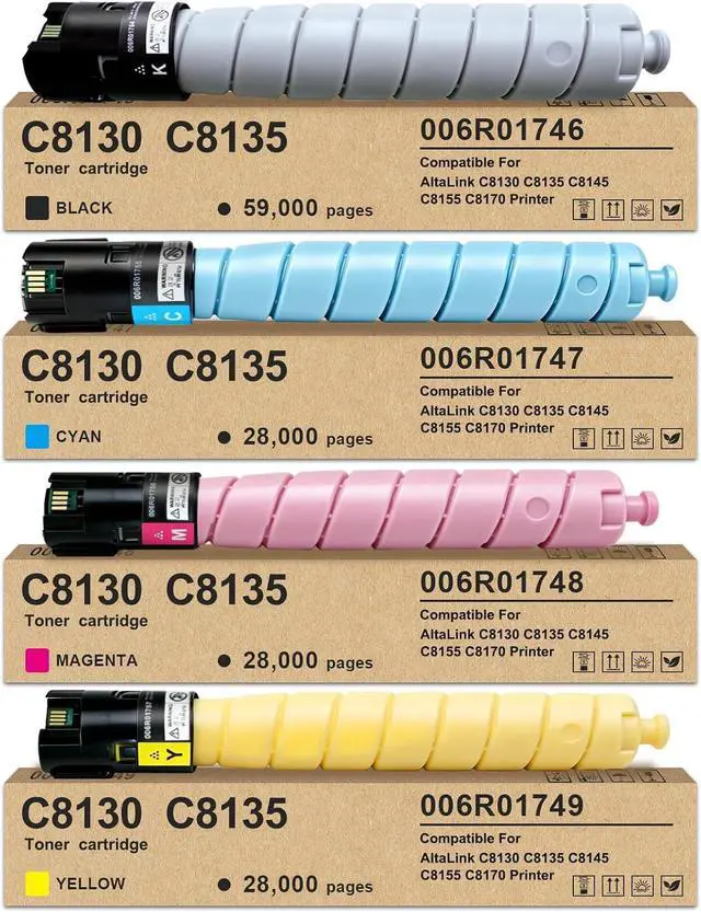 Main image of AltaLink C8130 C8135 Toner Cartridge with New Chip Compatible for Xerox 006R01746 006R01747 006R01748 006R01749 Work for AltaLink C8130 C8135 C8145 C8170 C8155 Printers (4-Pack,BMCY)