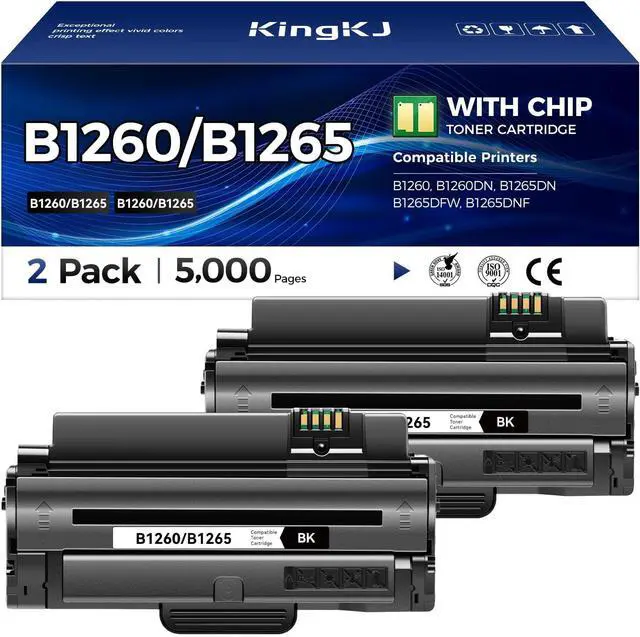 Main image of KingKJ B1260 B1265 Black Toner Cartridge 2-Pack High-Yield Replacement for Dell 1260 1265 331-7328 Toner Compatible for Dell B1260 B1260DN B1265DN B1265DFW B1265DNF Laser Printer Ink All-in-One Copier
