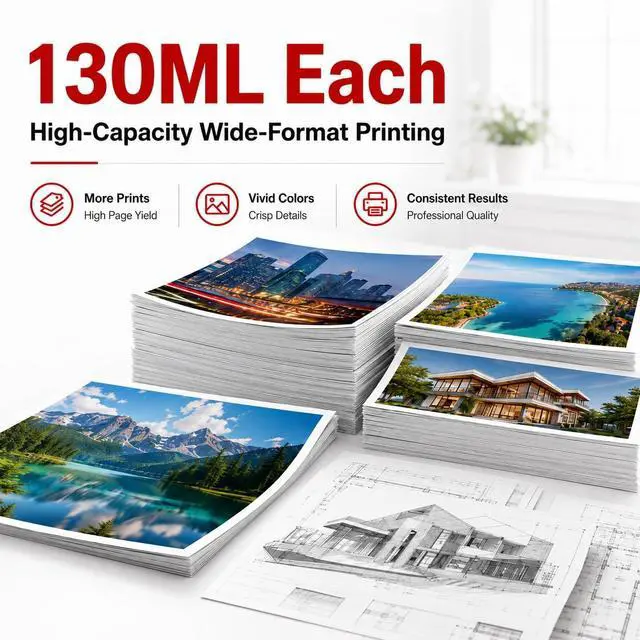 Alt view image 3 of 7 - PFI-102 PFI102 Ink Cartridge Replacement for Canon PFI-102MBK PFI-102BK PFI-102C PFI-102M PFI-102Y Compatible for ImagePrograf IPF500 IPF510 IPF600 IPF605 IPF650 IPF700 IPF765 Printer
