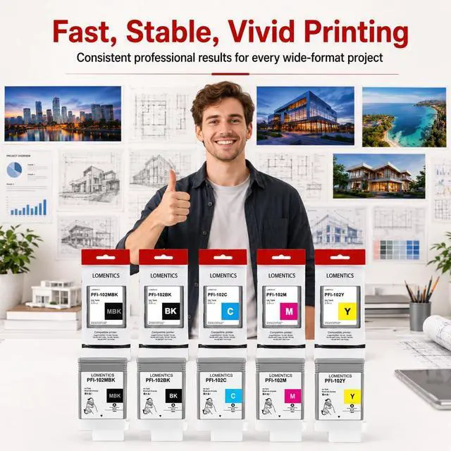 Alt view image 6 of 7 - PFI-102 PFI102 Ink Cartridge Replacement for Canon PFI-102MBK PFI-102BK PFI-102C PFI-102M PFI-102Y Compatible for ImagePrograf IPF500 IPF510 IPF600 IPF605 IPF650 IPF700 IPF765 Printer