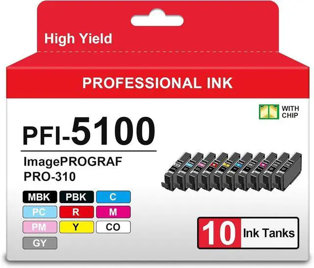 Main image of PRO310 PFI5100 Ink Cartridges High Yield Compatible for Canon PFI-5100 Ink