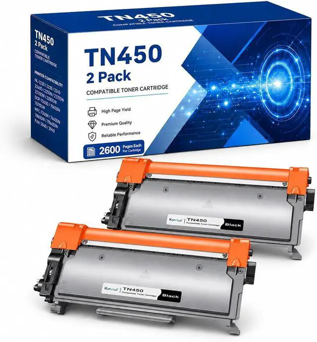 Main image of TN450 Black Toner Cartridge High Yield Replacement for Brother TN-450 TN450 Use for HL-2240 HL-2270DW HL-2280DW MFC-7360N MFC-7460DN MFC-7860DW IntelliFax 2840 2940 Printer(2 Pack)