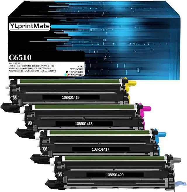 Main image of Phaser 6510 WorkCentre 6515 Drum Unit Replacement for Xerox 108R01417 108R01418 108R01419 108R01420 Compatible with Xerox Phaser 6510 WorKCentre 6515 printer Black/Cyan/Magenta/Yellow Drum Cartridge