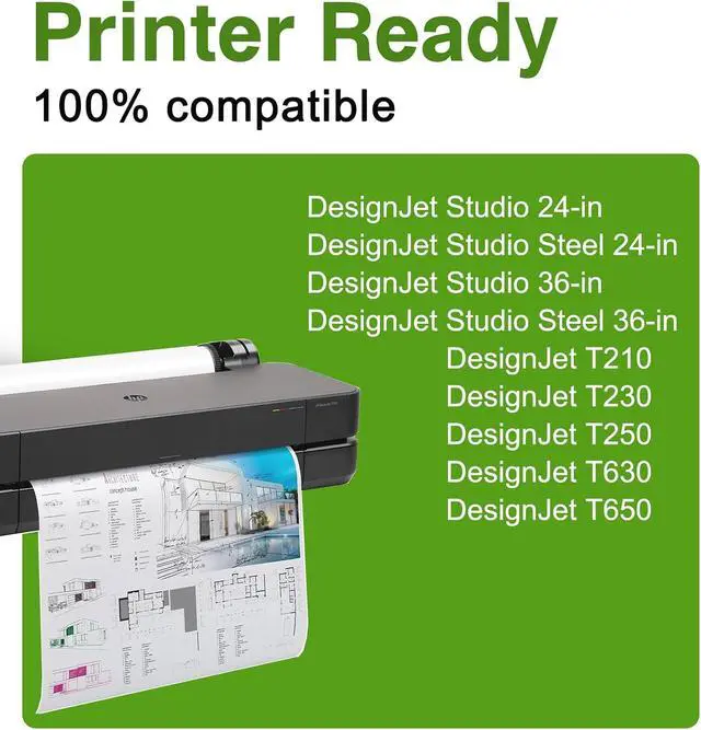 Alt view image 2 of 7 - 712 712xl Ink Cartridges 4-Pack (Black/Cyan/Magenta/Yellow), High Yield Replacement for HP 712 712XL 3ED27A 3ED28A 3ED29A 3ED30A, Fits DesignJet T210 T230 T250 T630 T650 Studio Plotter Printer