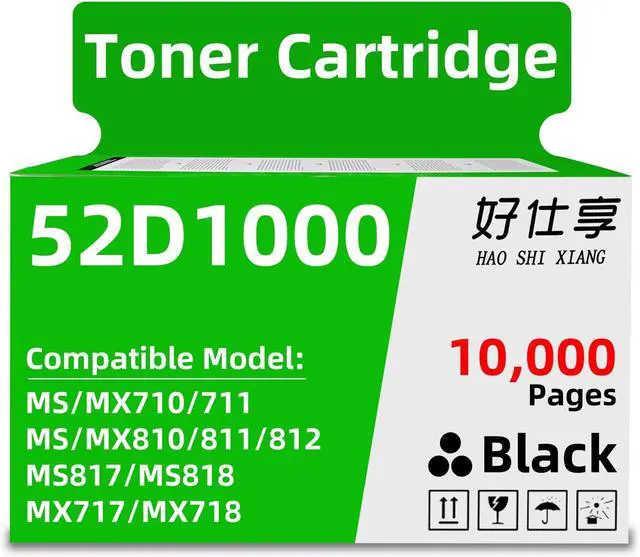 Alt view image 3 of 7 - 52D1000 62D1000 521H 621H Black Toner Cartridge Compatible with Lexmark MS710 MS711 MS810 MS811 MS812 MX710 MX711 MX810 MX811 MX812 MS817 MS818 MX717 MX718 Printer (52D1000-10000Pages)