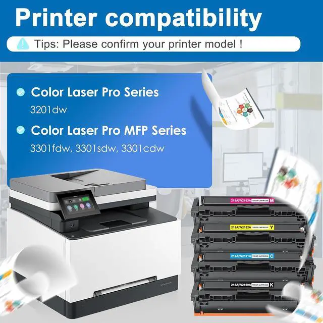 Alt view image 2 of 6 - Juneboy 218A Toner Cartridges 4 Pack (1Black, 1Cyan, 1Magenta, 1Yellow)