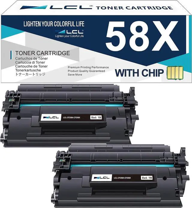Main image of CF258X 58X Toner Cartridge Black High Yield 58A M428fdw M404n Replacement for HP 58X CF258X 58A CF258A Toner Cartridge for HP LaserJet Pro M404dn MFP M428fdn M428dw Printer Ink (2-Pack, with Chip)