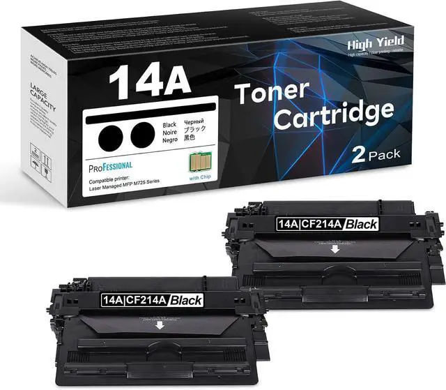 Main image of 14A Black Toner Cartridge 2-Pack with Chip: Replacement for HP 14A Toner Cartridge CF214A 14X CF214X Works with Laser Enterprise M712 M712n M712xh M712dn M725 M725x M725f M725z M725dn Series Printer