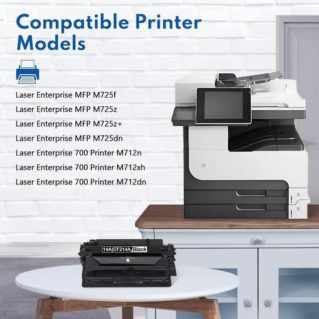 Alt view image 3 of 7 - 14A Black Toner Cartridge 2-Pack with Chip: Replacement for HP 14A Toner Cartridge CF214A 14X CF214X Works with Laser Enterprise M712 M712n M712xh M712dn M725 M725x M725f M725z M725dn Series Printer
