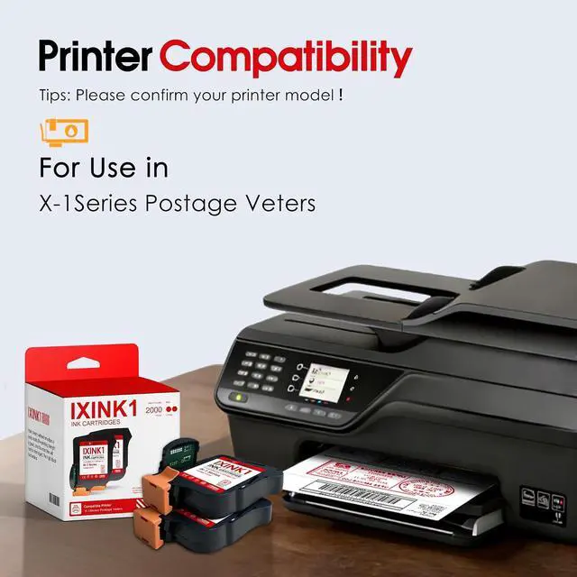 Alt view image 2 of 6 - IXINK1 High Yield Ink Cartridges 2-Pack (Fluorescent Red) Compatible for Quadient iX-1 Series Postage Meters A0146668