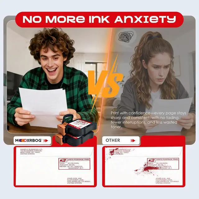 Alt view image 6 of 6 - IXINK1 High Yield Ink Cartridges 2-Pack (Fluorescent Red) Compatible for Quadient iX-1 Series Postage Meters A0146668