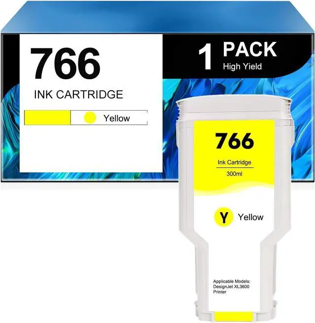Main image of 766 Ink Cartridge Yellow for DesignJet XL 3600 Series Printer 1 Pack 300ML (P2V91A)