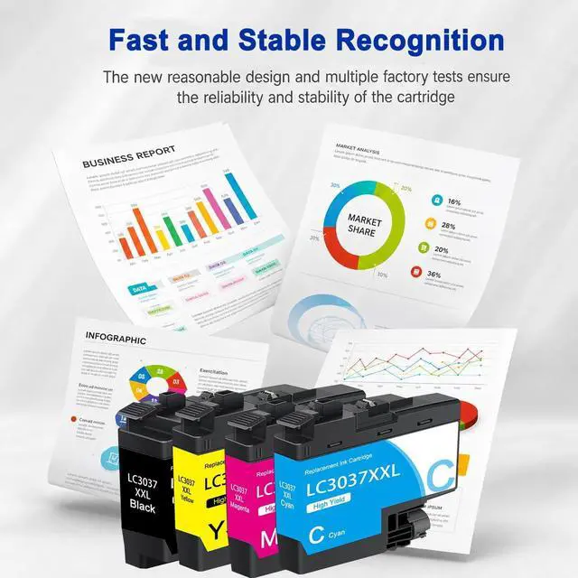 Alt view image 7 of 7 - LC3037XXL Super High-Yield Ink Cartridges Replacement for Brother(BK,C,M,Y)