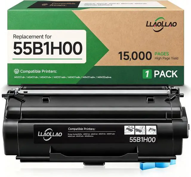Main image of 55B1H00 Toner Replacement for Lexmark 55B1H00 55B1000 Black Toner Cartridge High Yield for MS331dn MS431dn MS431dw MX331adn MX431adn MX431adw MX432adwe Laser Printer (15,000 Pages)