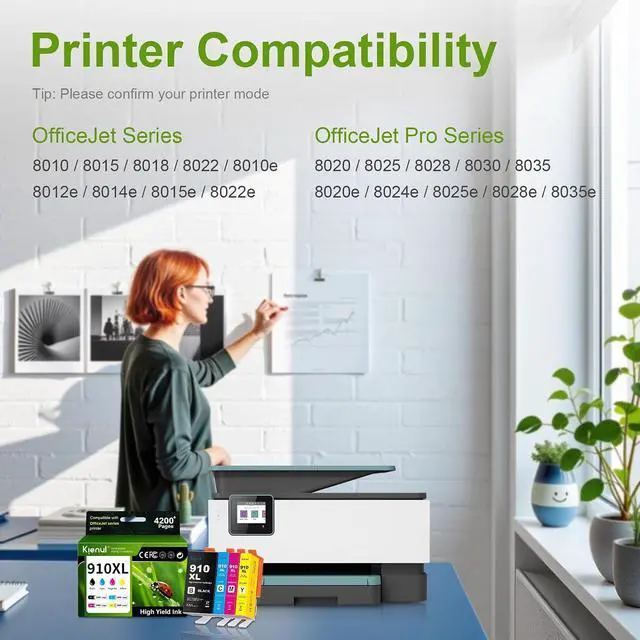 Alt view image 2 of 7 - 910XL Ink Cartridges 4 Pack High Yield Replacement for HP 910 XL Ink Cartridge, Work with OfficeJet 8010 8015 8018 8022 OfficeJet Pro 8020 8025 8028 8030 8035 8020e 8025e 8028e Printers (BK/C/M/Y)