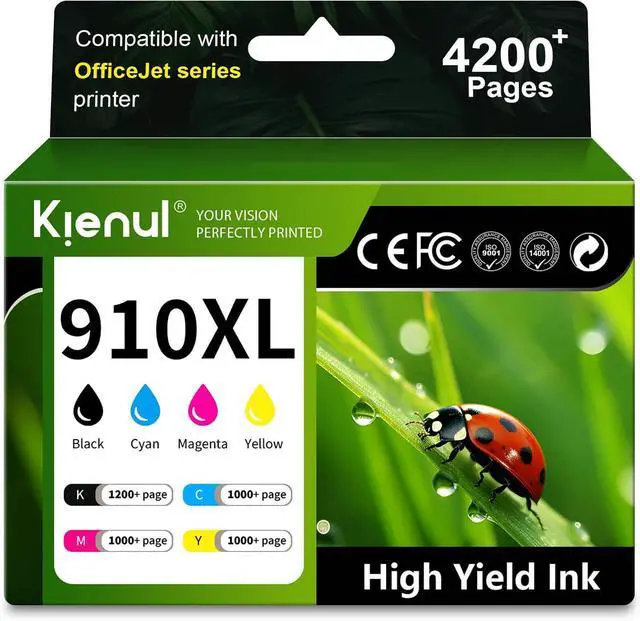 Main image of 910XL Ink Cartridges 4 Pack High Yield Replacement for HP 910 XL Ink Cartridge, Work with OfficeJet 8010 8015 8018 8022 OfficeJet Pro 8020 8025 8028 8030 8035 8020e 8025e 8028e Printers (BK/C/M/Y)