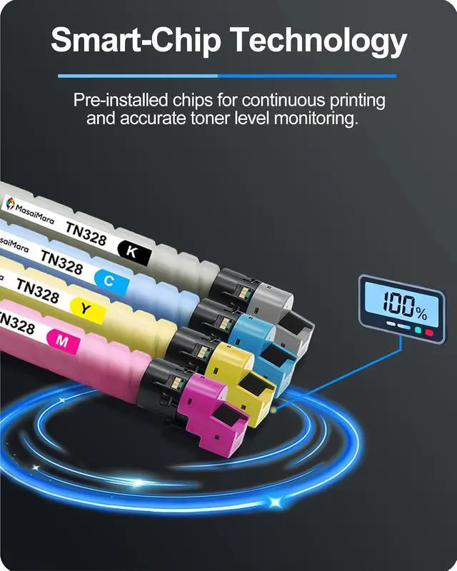 Alt view image 6 of 7 - MasaiMara TN328 TN-328 TN328K TN328C TN328M TN328Y High-Yield Toner Cartridge Compatible for Konica Minolta bizhub C250i C300i C360i C450i C550i C650i C7130i C750i Printers