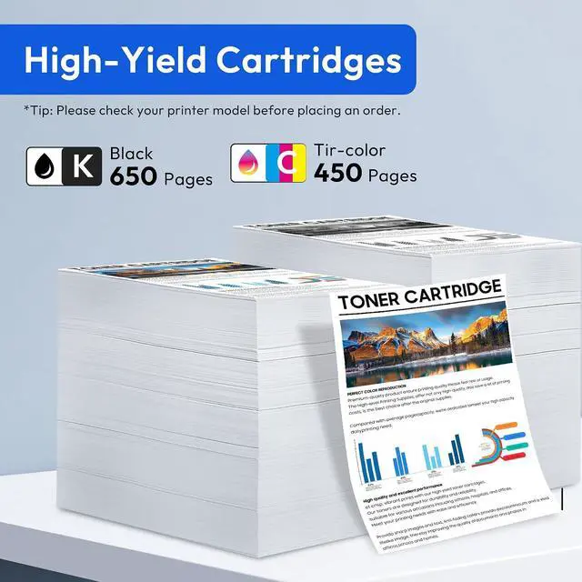 Alt view image 3 of 6 - 68XL Ink Cartridges Combo Pack with Chip, 1 Black, 1 Tri-Color