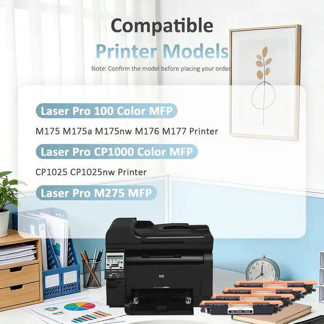 Alt view image 2 of 6 - 126A Toner Cartridge 4 Pack Replacement for HP 126A CE310A CE311A Toner