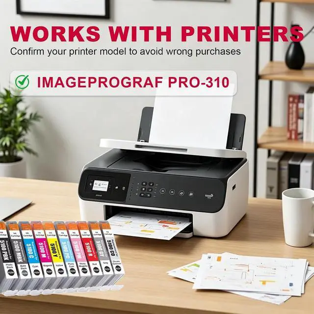 Alt view image 2 of 6 - PFI-5100 Ink Cartridge for PFI5100 Ink Tank Use for ImagePROGRAF PRO-310 Printers (10 Pack)