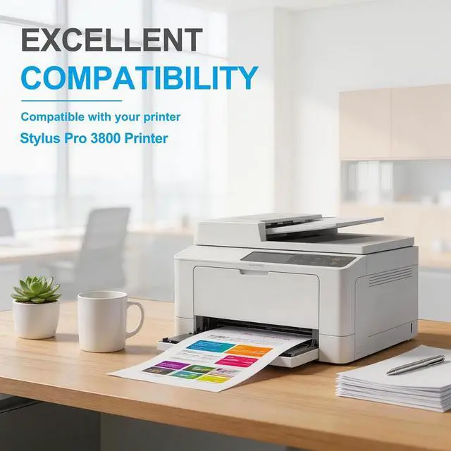 Alt view image 2 of 7 - Remanufactured T580 Ink Cartridges 9-Pack with Chip, T5801 T5802 T5803 T5804 T5805 T5806 T5807 T5808 T5809 Compatible with Stylus Pro 3800 Printer