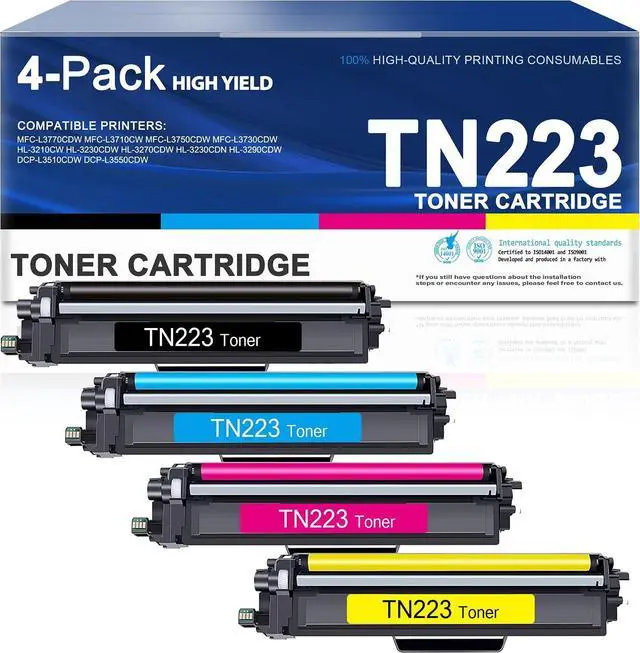 Main image of TN223 TN-223BK/C/M/Y Toner 4 Pack Replacement for Brother TN223 Toner