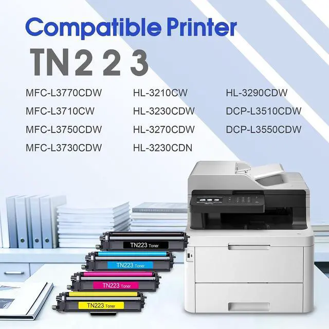 Alt view image 2 of 7 - TN223 TN-223BK/C/M/Y Toner 4 Pack Replacement for Brother TN223 Toner