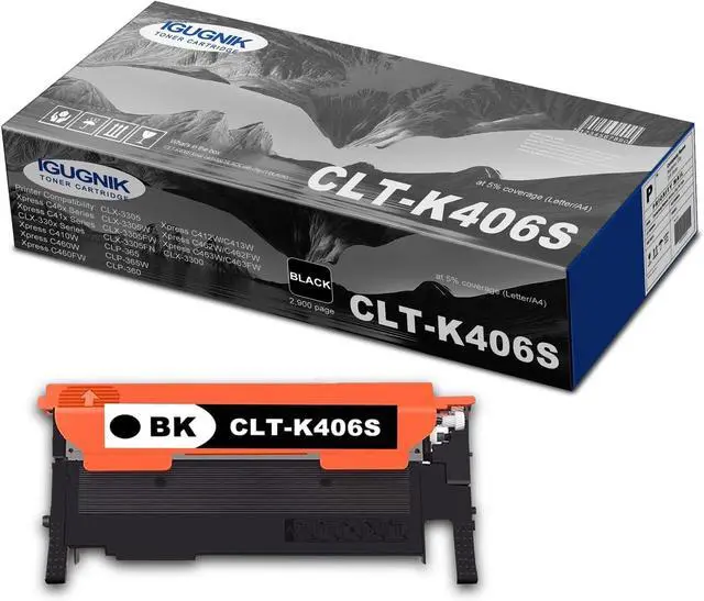 Main image of 1-Pack CLT-K406S High Yield Black Toner Cartridge(with chip), Replacement for Samsung CLT-K406S for Xpress C46x C41x Series C410W C460W C460FW C412W/C413W C462W/C462FW C463W/C463FW CLX-330x Printer