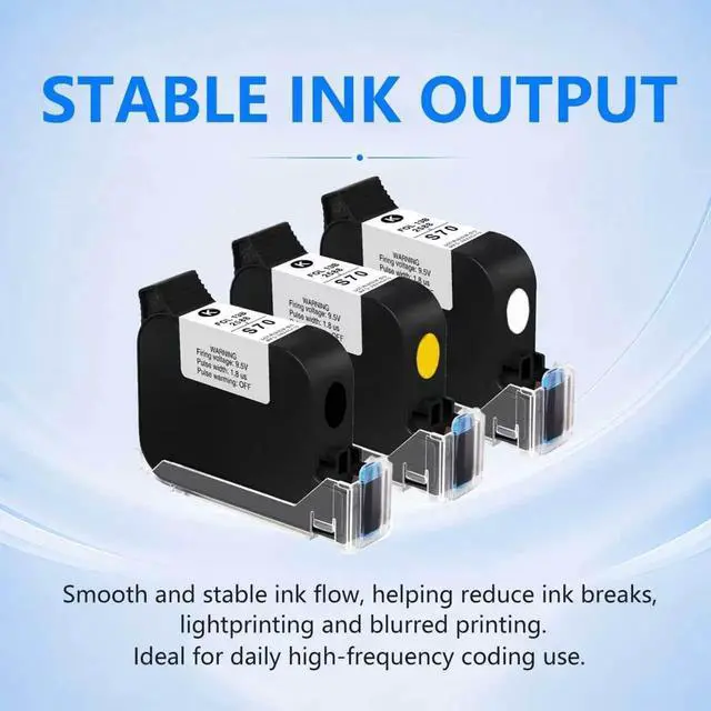 Alt view image 2 of 7 - White Ink Cartridge for Handheld Inkjet Printer, 42 mL Quick-Dry Ink, 23 Sec Fast Drying, 212.7 mm Print Height, Multi-Material Adhesion for Coding and Marking