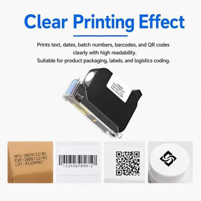 Alt view image 3 of 7 - White Ink Cartridge for Handheld Inkjet Printer, 42 mL Quick-Dry Ink, 23 Sec Fast Drying, 212.7 mm Print Height, Multi-Material Adhesion for Coding and Marking