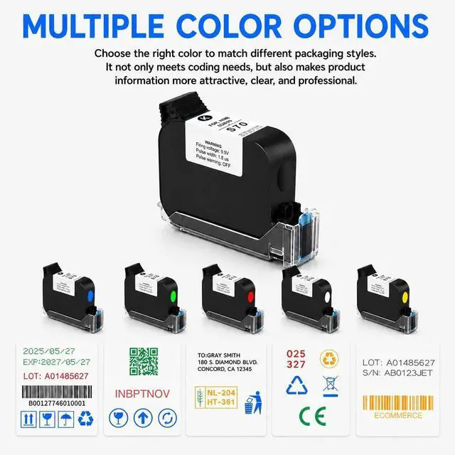 Alt view image 4 of 7 - White Ink Cartridge for Handheld Inkjet Printer, 42 mL Quick-Dry Ink, 23 Sec Fast Drying, 212.7 mm Print Height, Multi-Material Adhesion for Coding and Marking