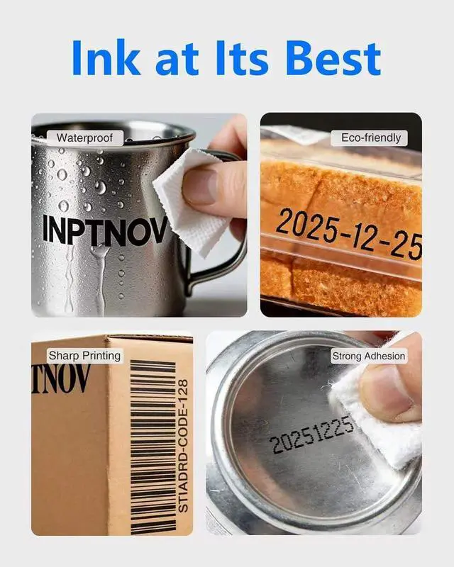 Alt view image 6 of 7 - White Ink Cartridge for Handheld Inkjet Printer, 42 mL Quick-Dry Ink, 23 Sec Fast Drying, 212.7 mm Print Height, Multi-Material Adhesion for Coding and Marking