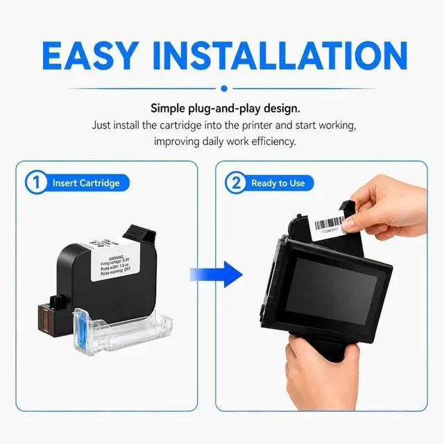 Alt view image 7 of 7 - White Ink Cartridge for Handheld Inkjet Printer, 42 mL Quick-Dry Ink, 23 Sec Fast Drying, 212.7 mm Print Height, Multi-Material Adhesion for Coding and Marking