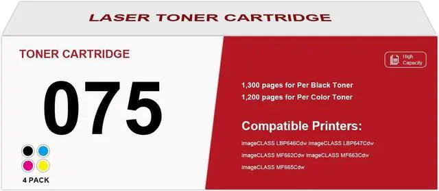Main image of 075 Toner Cartridge Set with Chip Replacement for Canon 075 075H Toner Cartridge Compatible with Canon imageCLASS MF662CDW MF663Cdw MF665CDW LBP646Cdw LBP647Cdw Printers (Black Cyan Yellow Magenta)