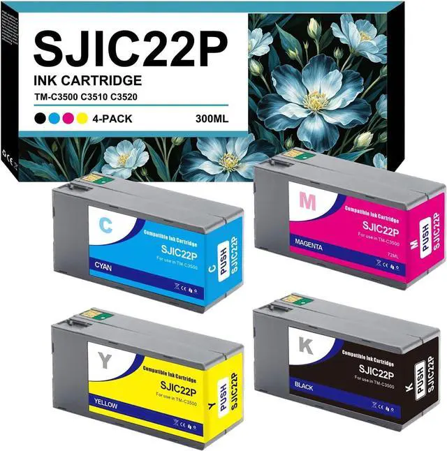 Main image of YOUEXPERT SJIC22P Ink Cartridges Replacement for C33S020577 C33S020581 C33S020582 C33S020583 Ink Cartridges Compatible for Colorworks TM-C3500 TMC3500 C3500 C3510 C3520 Printers (1B, 1C, 1M, 1Y)