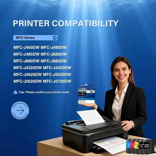 Alt view image 3 of 7 - LC201XL Ink Cartridges 5-Pack (2Bk/1C/1M/1Y) Compatible LC201BK LC201C LC201M LC201Y Replacement for Brother LC201 LC203 XL to use with MFC-J480DW MFC-J880DW MFC-J4420DW MFC-J680DW MFC-J885DW Printer