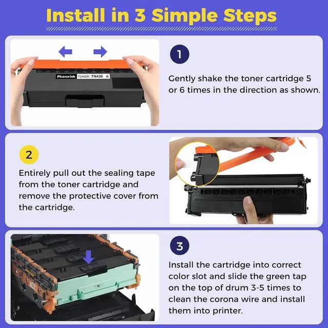Alt view image 4 of 7 - TN436 TN433 Toner Cartridge Set Compatible for Brother TN 436 433, 4-Color