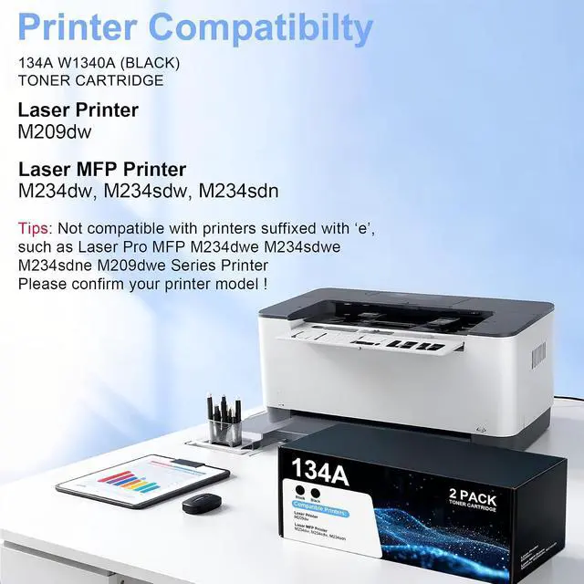 Alt view image 2 of 7 - 134A W1340A Black Toner Cartridge High-Yield 2 Pack for Laser M209dw