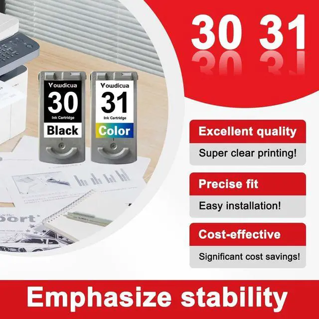 Alt view image 4 of 7 - PG-30 CL-31 Ink Cartridges 30 and 31 Cartridge - High Capacity Compatible for iP1800 iP1900 iP2600 MP140 MP190 MP210 MP470 MX300 MX310 Printer, 2 Pack (Black, Tri-Color)