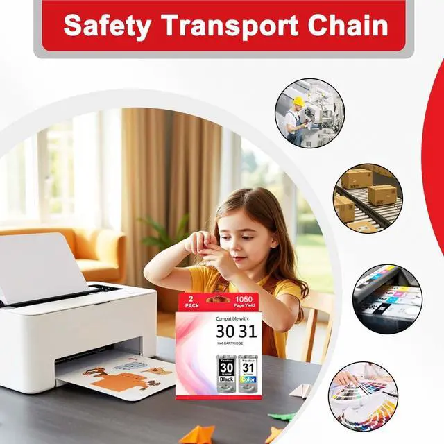 Alt view image 6 of 7 - PG-30 CL-31 Ink Cartridges 30 and 31 Cartridge - High Capacity Compatible for iP1800 iP1900 iP2600 MP140 MP190 MP210 MP470 MX300 MX310 Printer, 2 Pack (Black, Tri-Color)