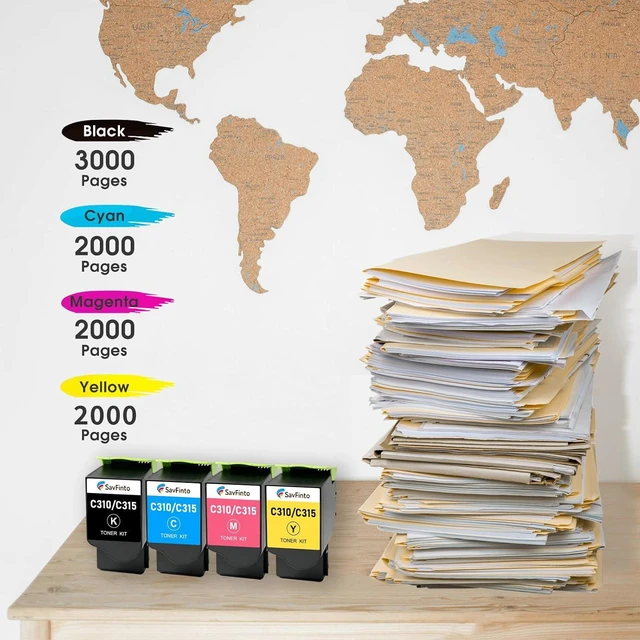 Alt view image 3 of 6 - C310 C315 Toner Cartridge Set Replacement for Xerox 006R04356 006R04357 006R04358 006R04359 for Xerox C310 C310DNI C310DNIM C315 C315DNI Printer Ink (4-PackB+CMY,3000+2000x3 Pages)
