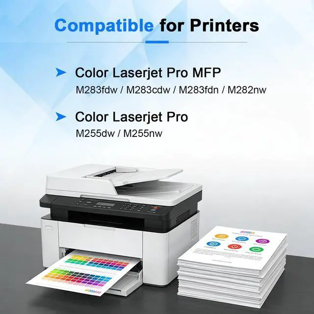 Alt view image 2 of 6 - 206X Toner Cartridge 4 Pack High Yield (with Chip) - Compatible Replacement for HP 206A 206X Works with HP Color LaserJet Pro M255dw M255nw MFP M283fdw M283cdw M282nw M283fdn Printer W2110A W2110X