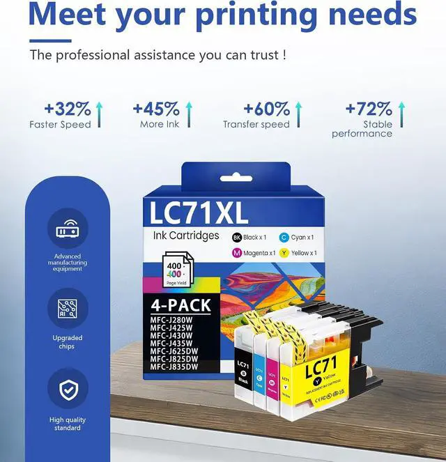 Alt view image 4 of 7 - LC71 Ink Cartridge 4 Pack-Black Cyan Magenta Yellow