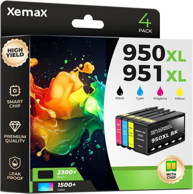 Main image of 950XL and 951XL Ink Cartridges Combo Pack Compatible for HP Printers Ink 950 XL 951 XL HP951XL HP950XL Use for Office jet Pro 8600 8610 8620 8615 8660 276DW 251DW 271DW 8120e Series (4-Pack, BKCMY)
