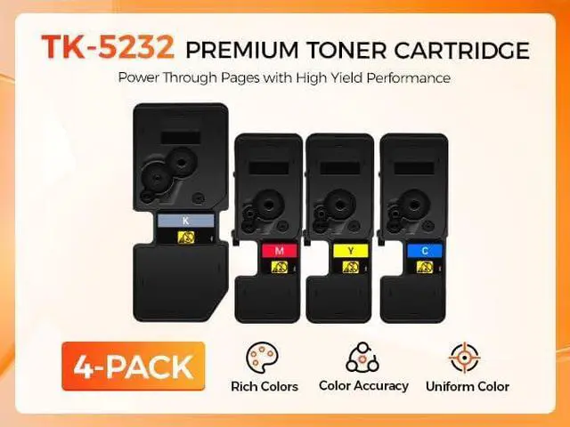Alt view image 2 of 6 - TK-5232 TK5232 Toner Cartridge 4Pack High Yield Replacement for Kyocera TK-5232K TK-5232C TK-5232M TK-5232Y Compatible with Kyocera ECOSYS M5521cdw P5021cdw P5021cdn M5521cdn Laser Printer Black Color