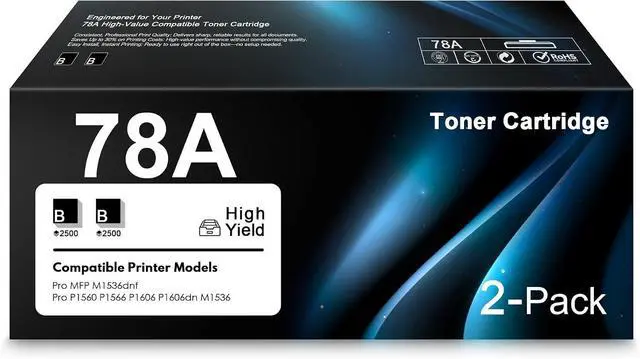 Main image of 78A High Yield Toner Cartridge Black 2-Pack Replacement for HP 78A Toner