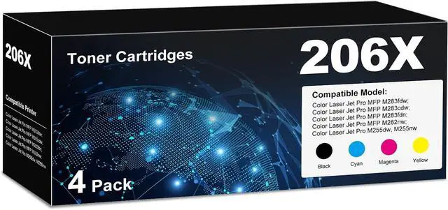 Main image of 206X Toner Cartridges 4 Pack High Yield Laser jet Pro MFP M283fdw M283cdw