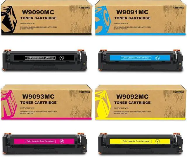 Main image of High Capacity W9090MC Toner Cartridges W9090MC W9091MC W9093MC W9092MC Compatible with Color Managed E45028 E45028DN,MFP E47528 E47528f Printers (Latest chip,Show Ink Level)