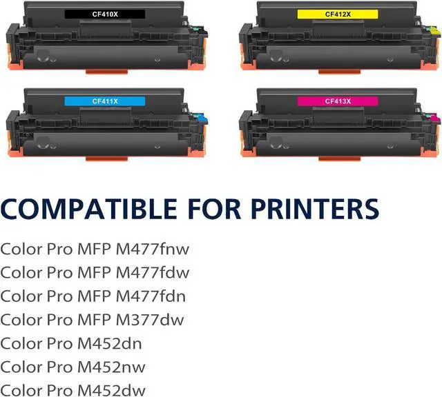 Alt view image 2 of 6 - 410X 410A Toner Cartridge for HP CF410X CF410A MFP M477fnw M477fdw M452dn